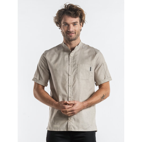 Chaud Devant Koksbuis | Verano FX Sand Stretch Short Sleeve | Zand | Getailleerde pasvorm | Korte mouw | Heren
