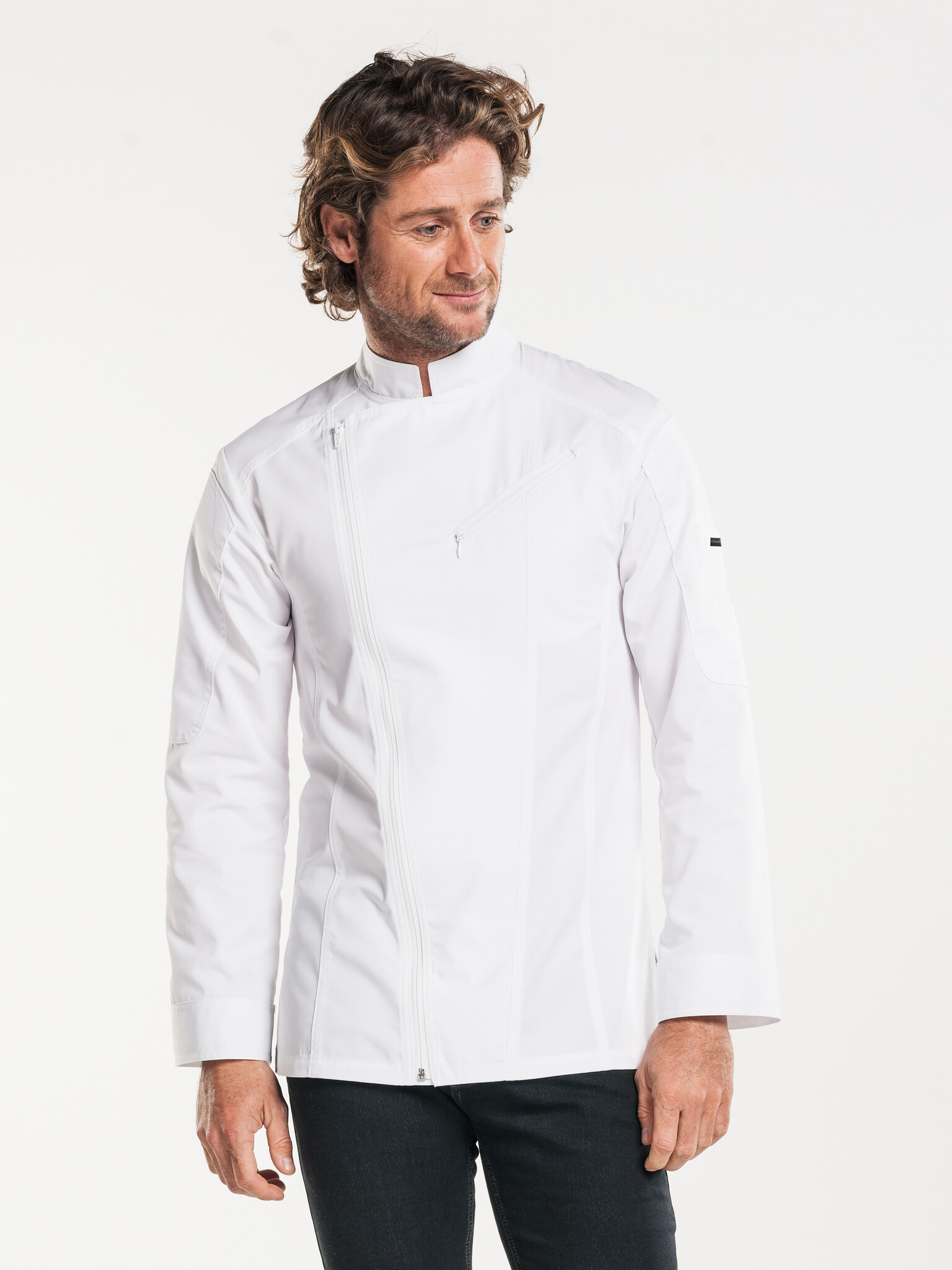 Chaud Devant Koksbuis | Biker White | Wit | Getailleerde pasvorm | Lange mouw | Unisex