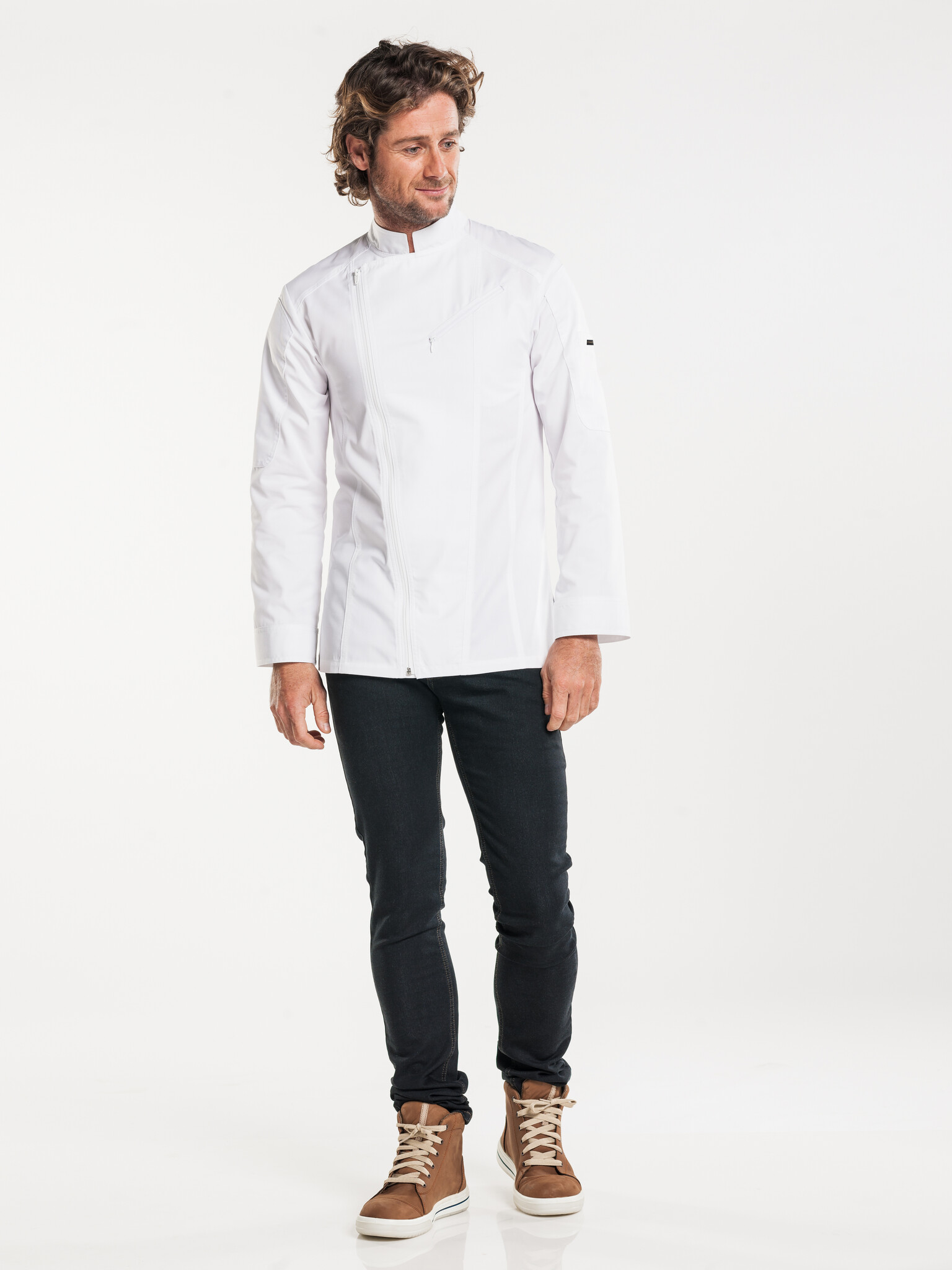 Chaud Devant Koksbuis | Biker White | Wit | Getailleerde pasvorm | Lange mouw | Unisex, foto 2 van 3