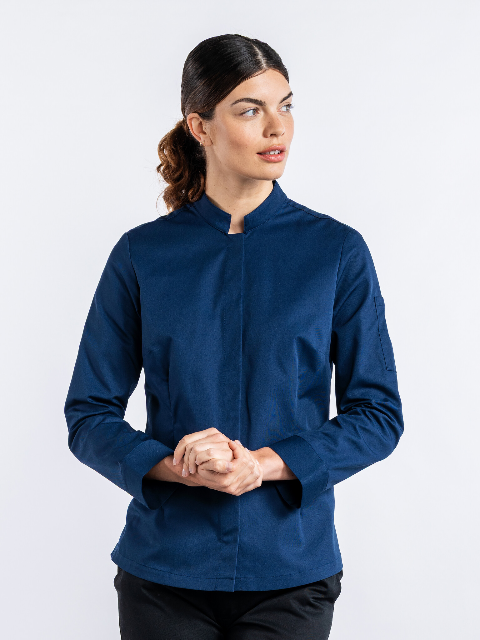 Chaud Devant Koksbuis | Lady Sabor Navy | Blauw | Getailleerde pasvorm | Lange mouw | Dames