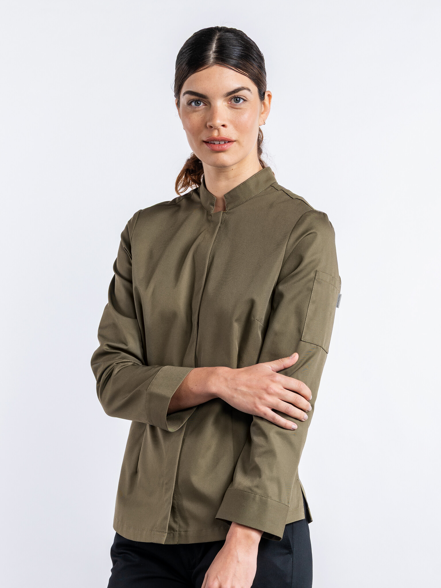Chaud Devant Koksbuis | Lady Sabor Dark Olive | Groen | Getailleerde pasvorm | Lange mouw | Dames