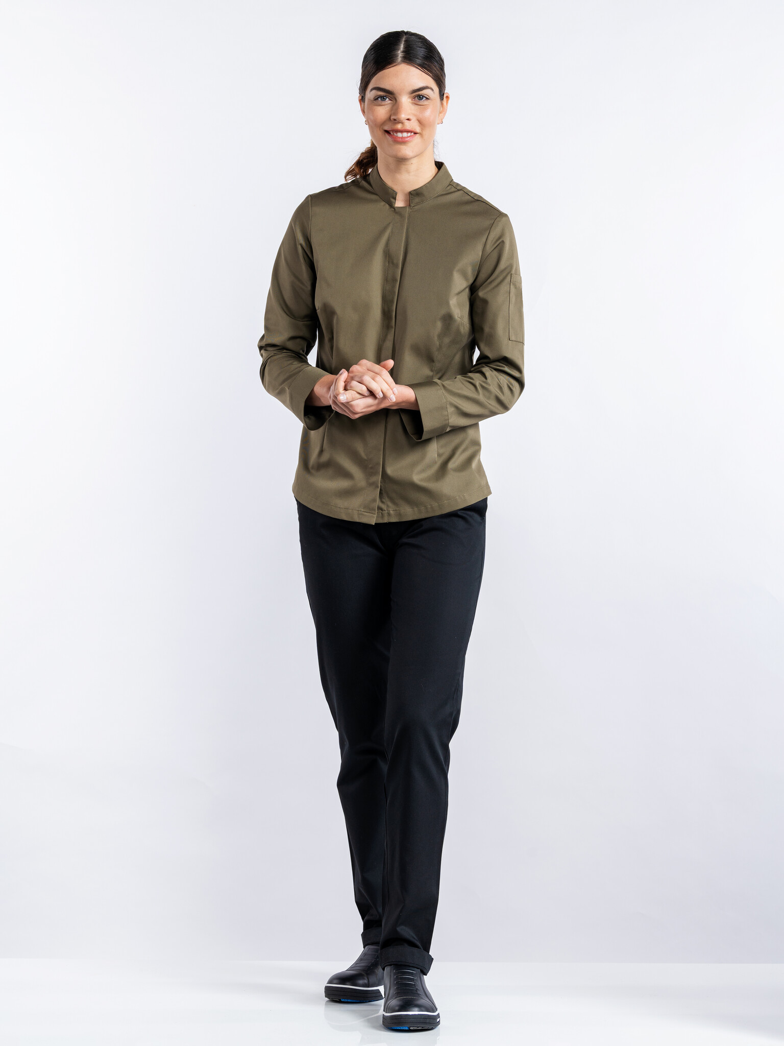 Chaud Devant Koksbuis | Lady Sabor Dark Olive | Groen | Getailleerde pasvorm | Lange mouw | Dames, foto 2 van 4