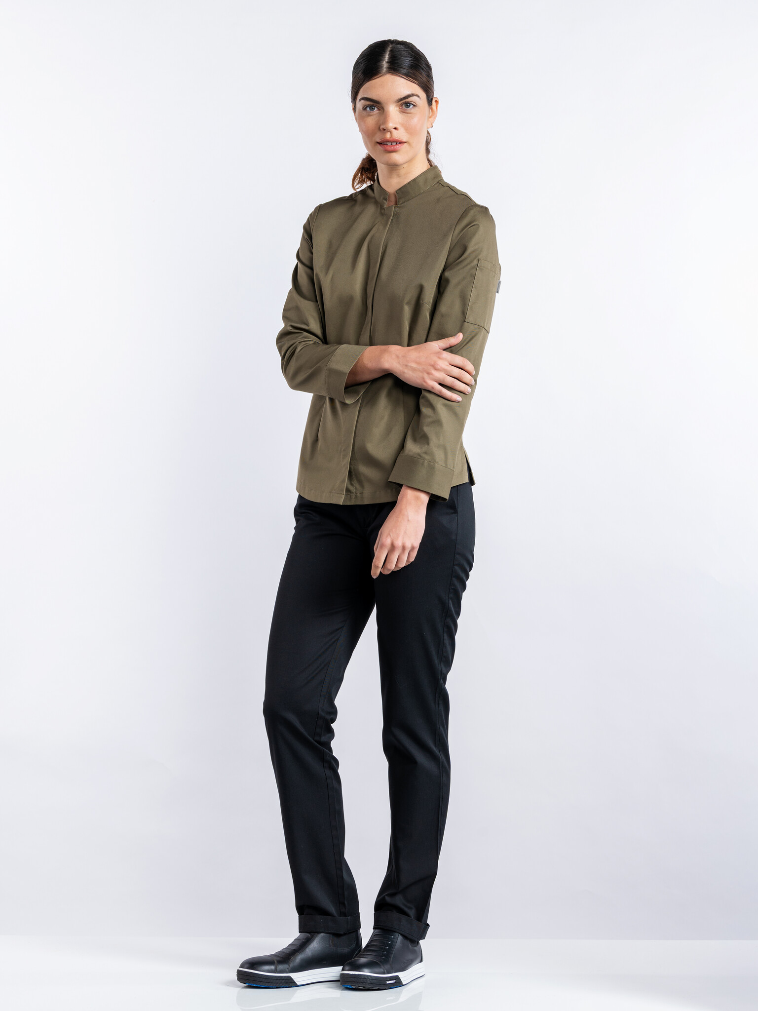 Chaud Devant Koksbuis | Lady Sabor Dark Olive | Groen | Getailleerde pasvorm | Lange mouw | Dames, foto 3 van 4