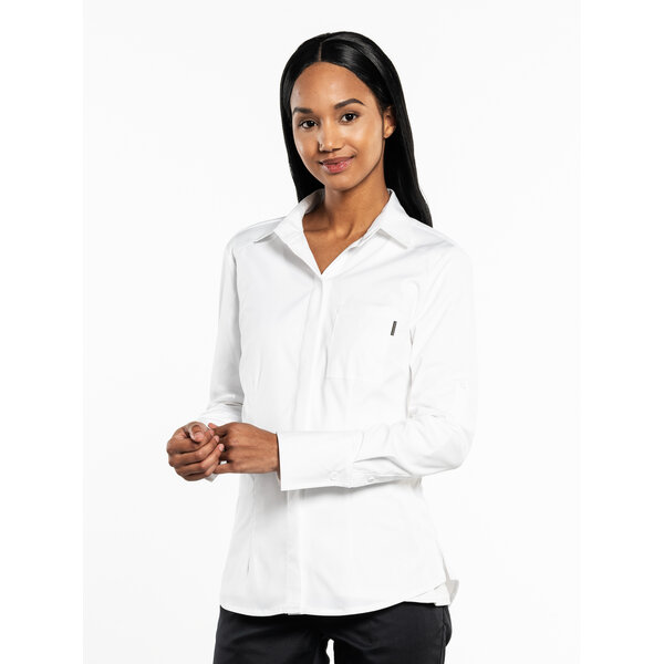 Chaud Devant Blouse | Women FX White Stretch | Wit | Getailleerde pasvorm | Lange mouw | Dames