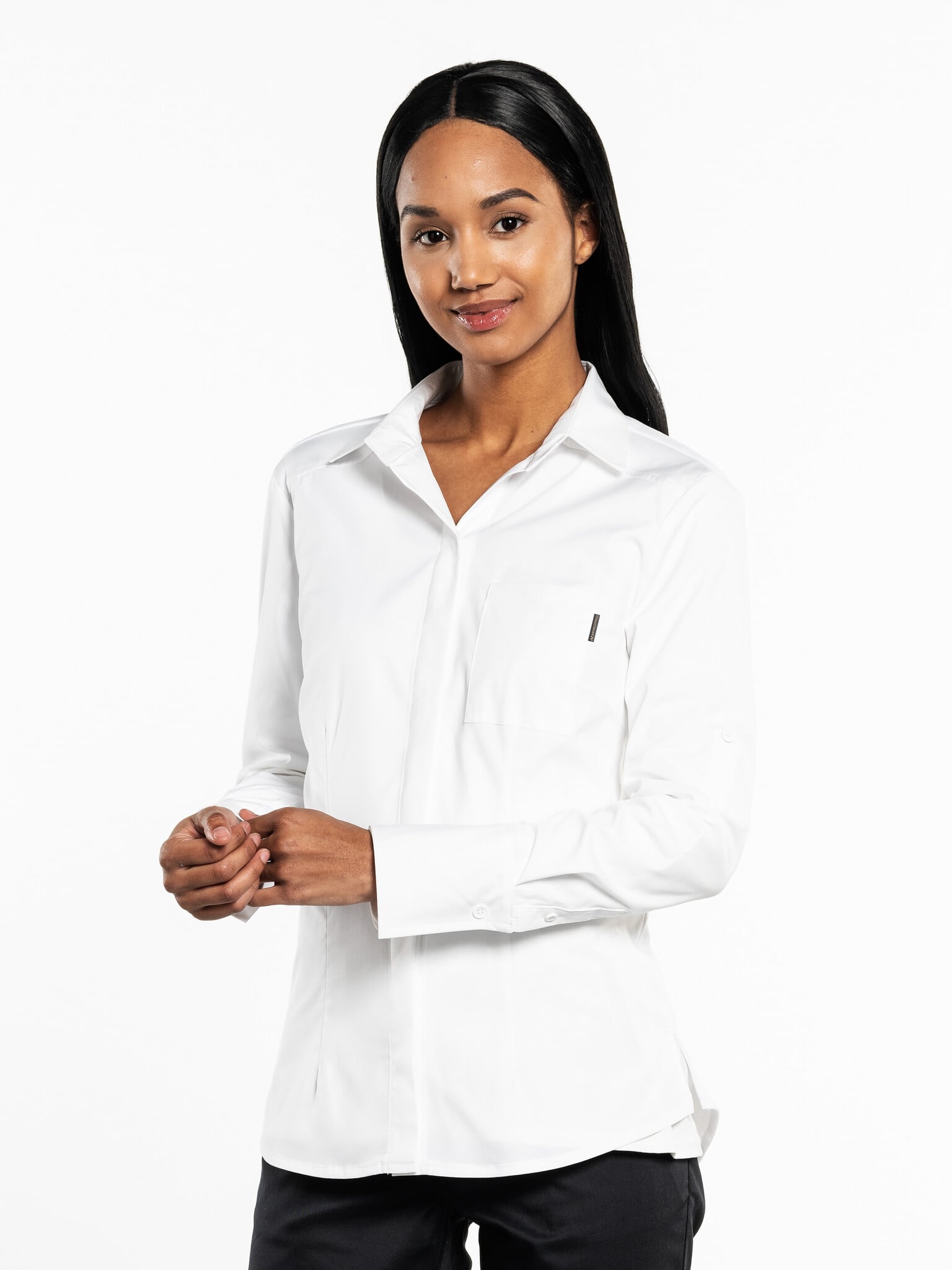Chaud Devant Blouse | Women FX White Stretch | Wit | Getailleerde pasvorm | Lange mouw | Dames