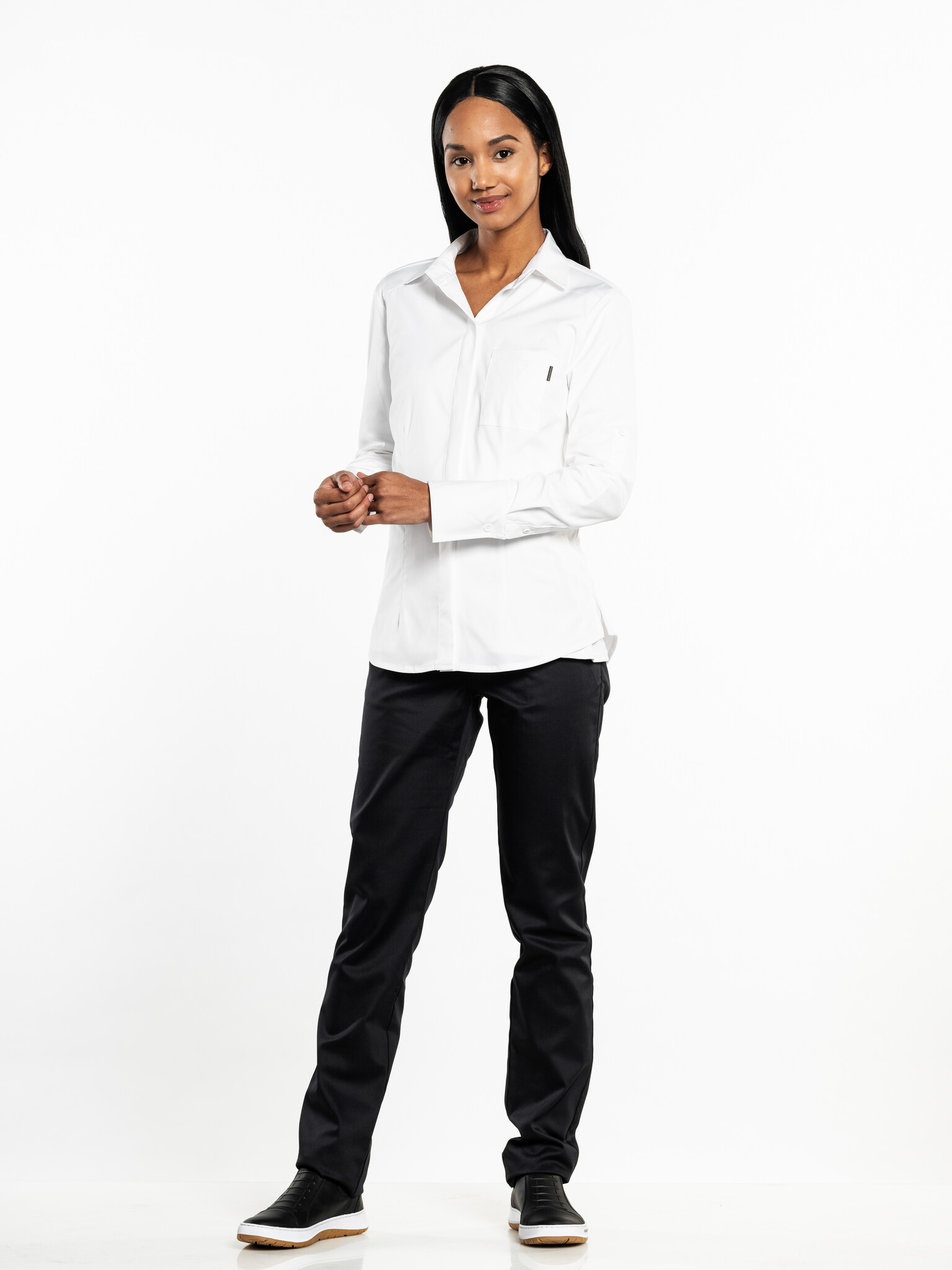 Chaud Devant Blouse | Women FX White Stretch | Wit | Getailleerde pasvorm | Lange mouw | Dames, foto 2 van 4