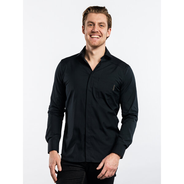 Chaud Devant Overhemd | Men FX Black Stretch | Zwart | Getailleerde pasvorm | Lange mouw | Heren