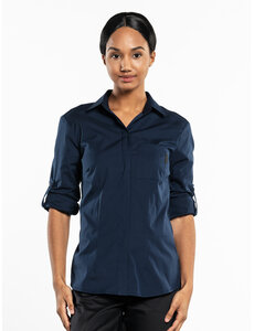 Chaud Devant Blouse | Women FX Navy Stretch | Blauw | Getailleerde pasvorm | Lange mouw | Dames