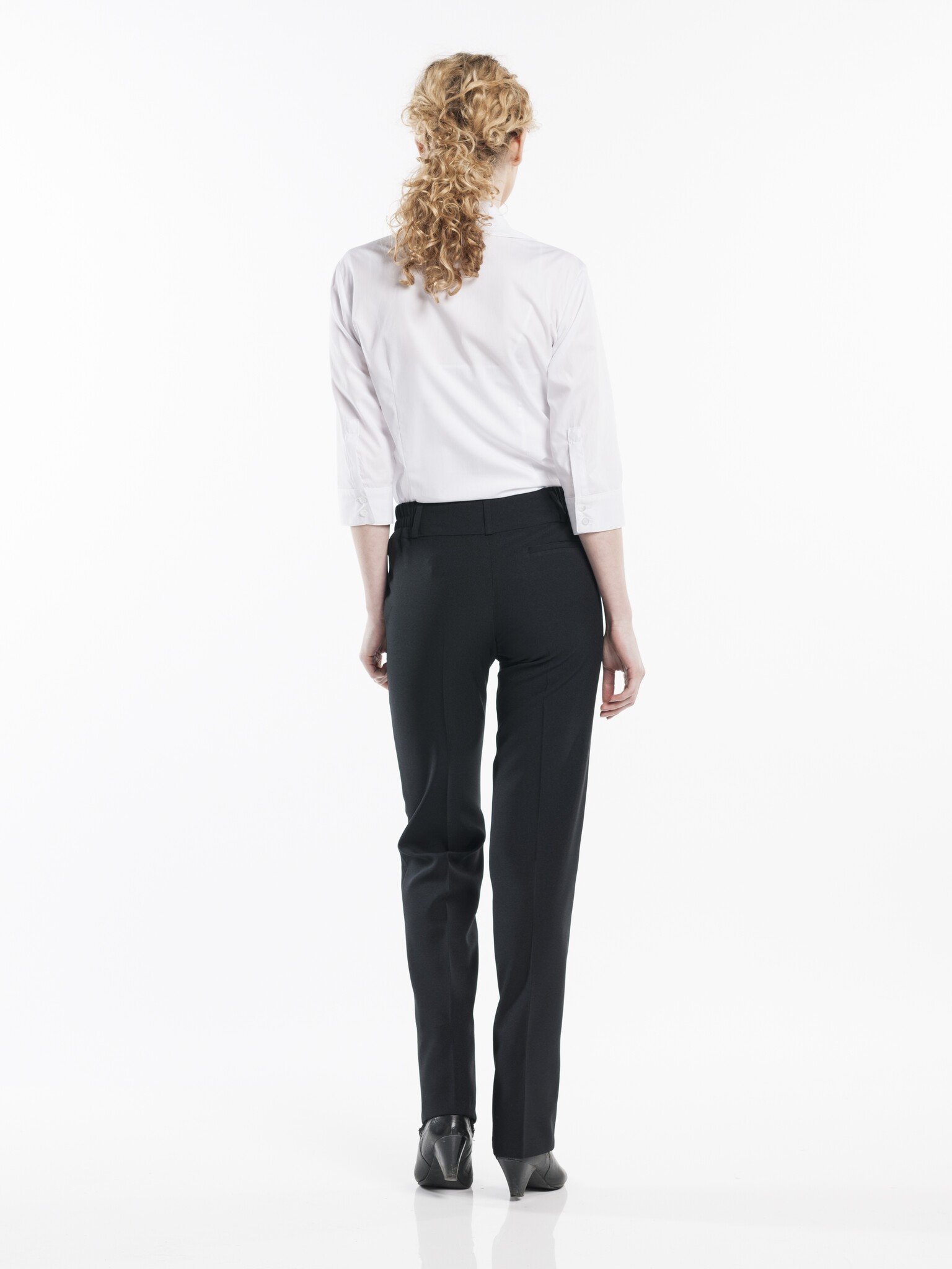 Chaud Devant Blouse | Women White Stretch 3/4 Sleeve | Wit | Getailleerde pasvorm | Driekwart mouw | Dames, foto 3 van 3