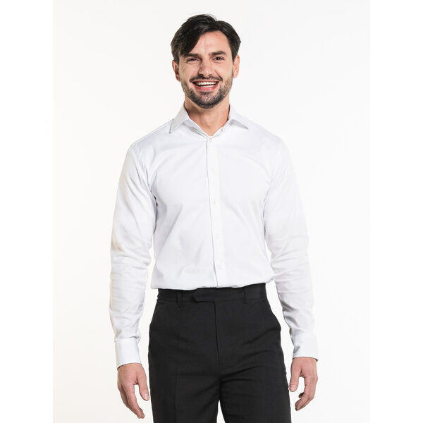 Chaud Devant Overhemd | Men White Stretch | Wit | Getailleerde pasvorm | Lange mouw | Heren
