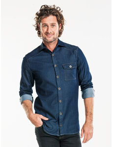 Chaud Devant Overhemd | Men Blue Denim Stretch | Blauw | Getailleerde pasvorm | Lange mouw | Heren