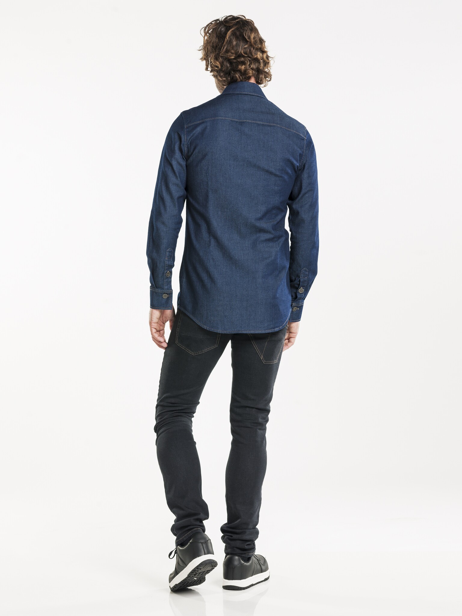 Chaud Devant Overhemd | Men Blue Denim Stretch | Blauw | Getailleerde pasvorm | Lange mouw | Heren, foto 3 van 3