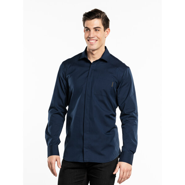 Chaud Devant Overhemd | Men FX Navy Stretch | Blauw | Getailleerde pasvorm | Lange mouw | Heren
