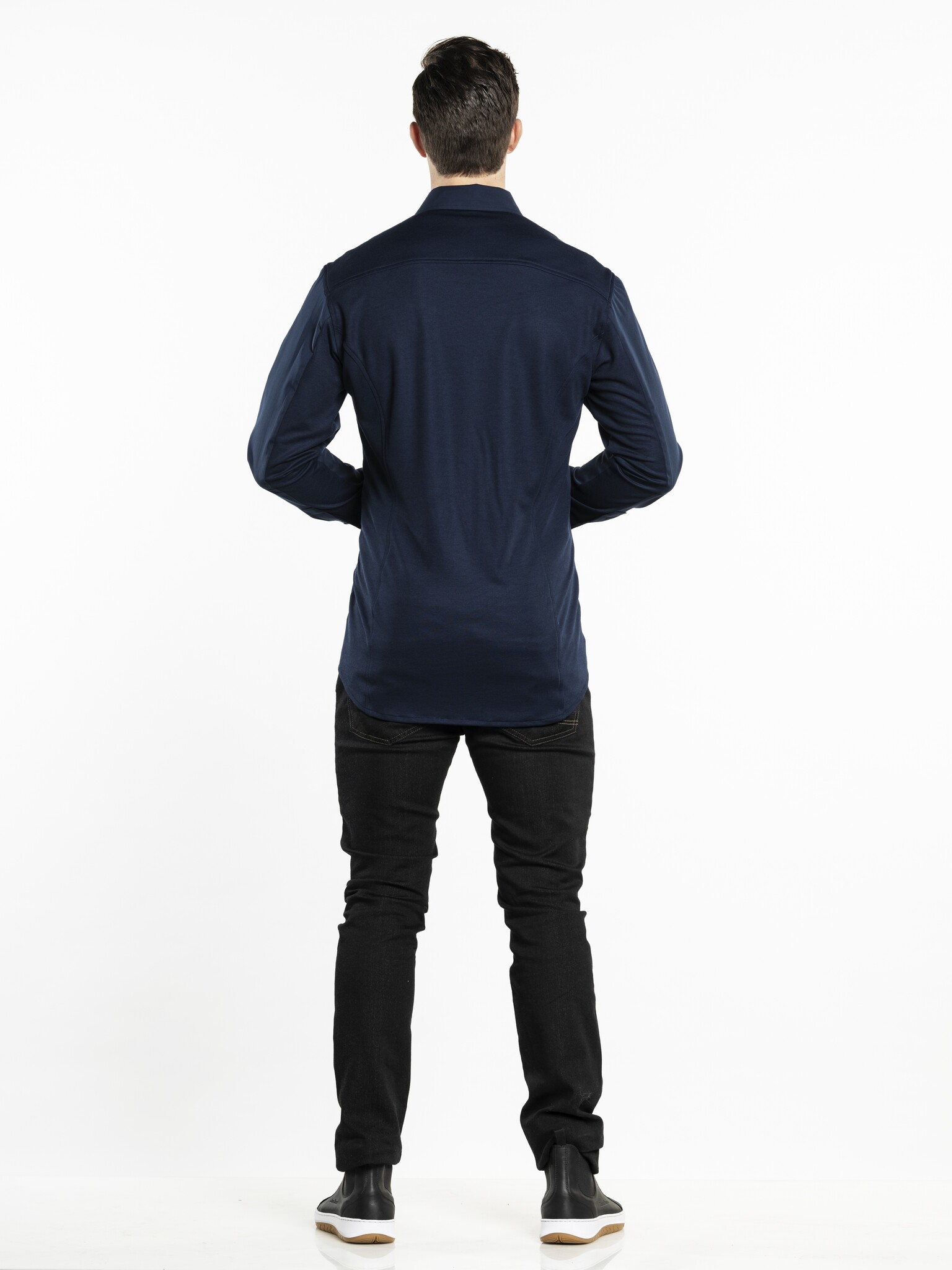 Chaud Devant Overhemd | Men FX Navy Stretch | Blauw | Getailleerde pasvorm | Lange mouw | Heren, foto 3 van 3
