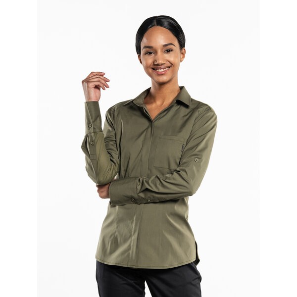 Chaud Devant Blouse | Women FX Moss Stretch | Groen | Getailleerde pasvorm | Lange mouw | Dames
