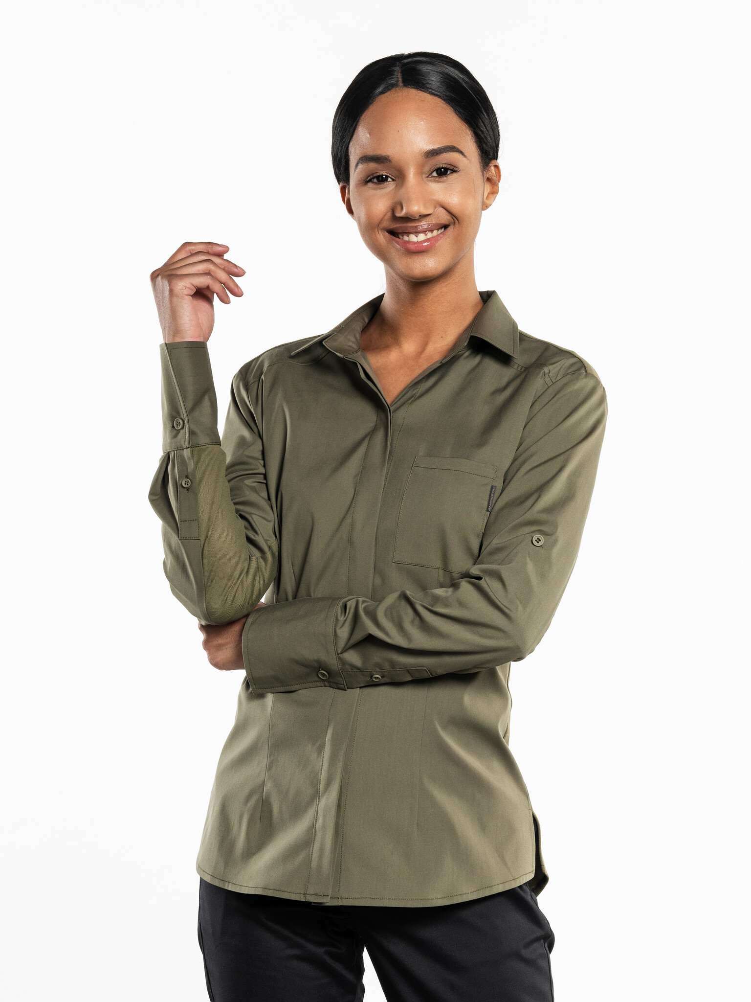 Chaud Devant Blouse | Women FX Moss Stretch | Groen | Getailleerde pasvorm | Lange mouw | Dames