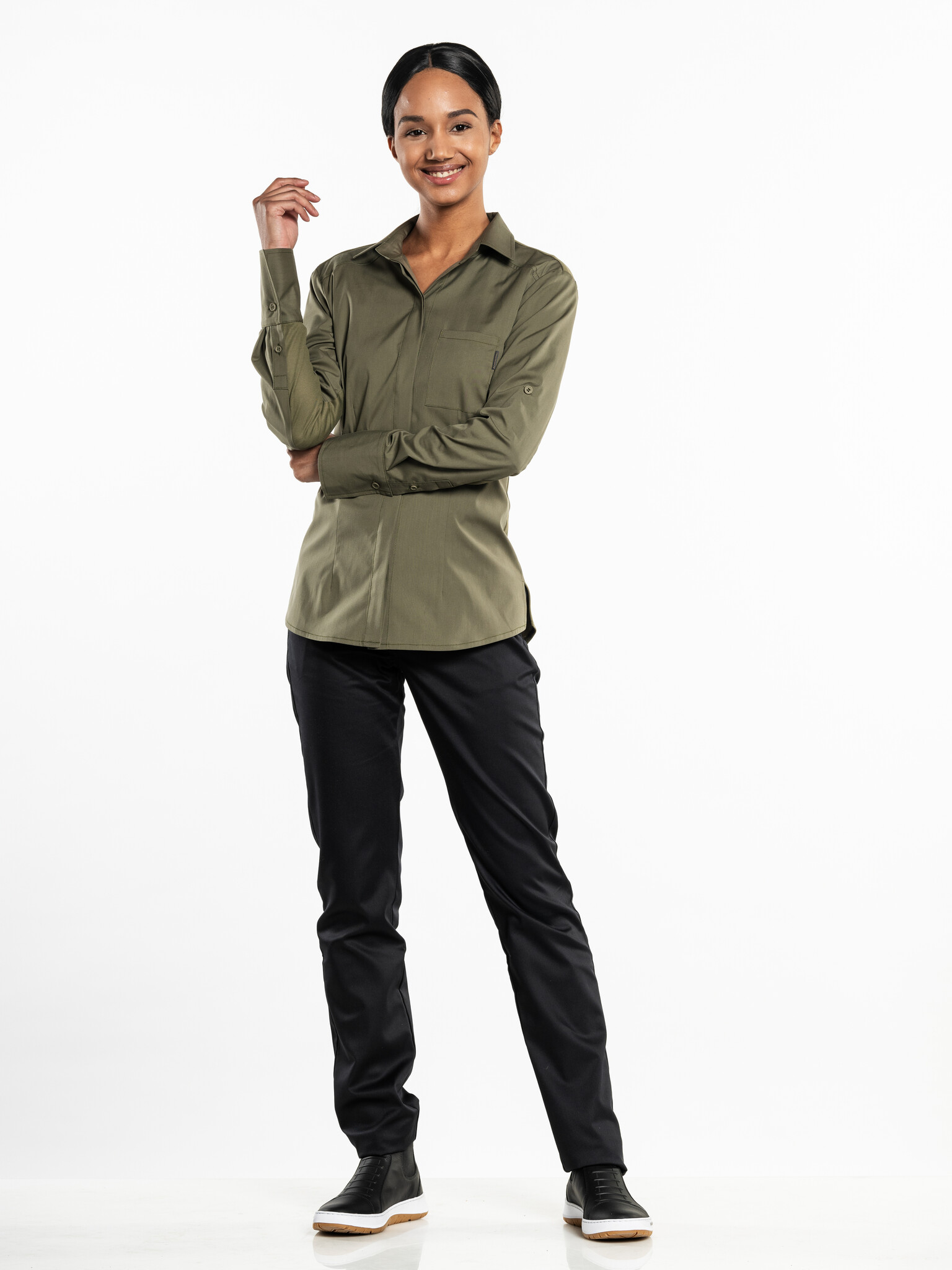 Chaud Devant Blouse | Women FX Moss Stretch | Groen | Getailleerde pasvorm | Lange mouw | Dames, foto 2 van 3