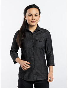 Chaud Devant Blouse | Women Antra Denim Stretch 3/4 Sleeve | Grijs | Getailleerde pasvorm | Driekwart mouw | Dames
