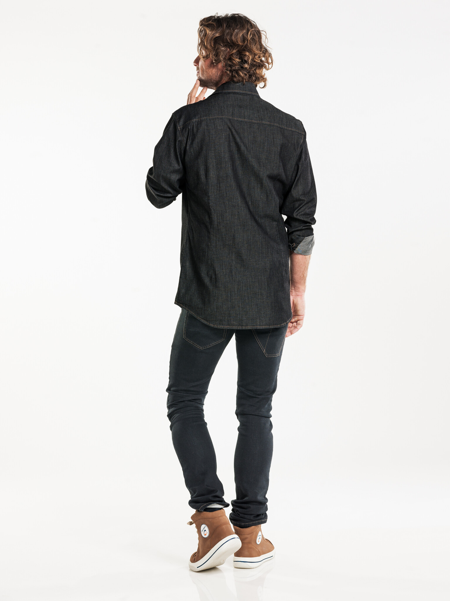 Chaud Devant Overhemd | Men Antra Denim Stretch | Grijs | Getailleerde pasvorm | Lange mouw | Heren, foto 3 van 3