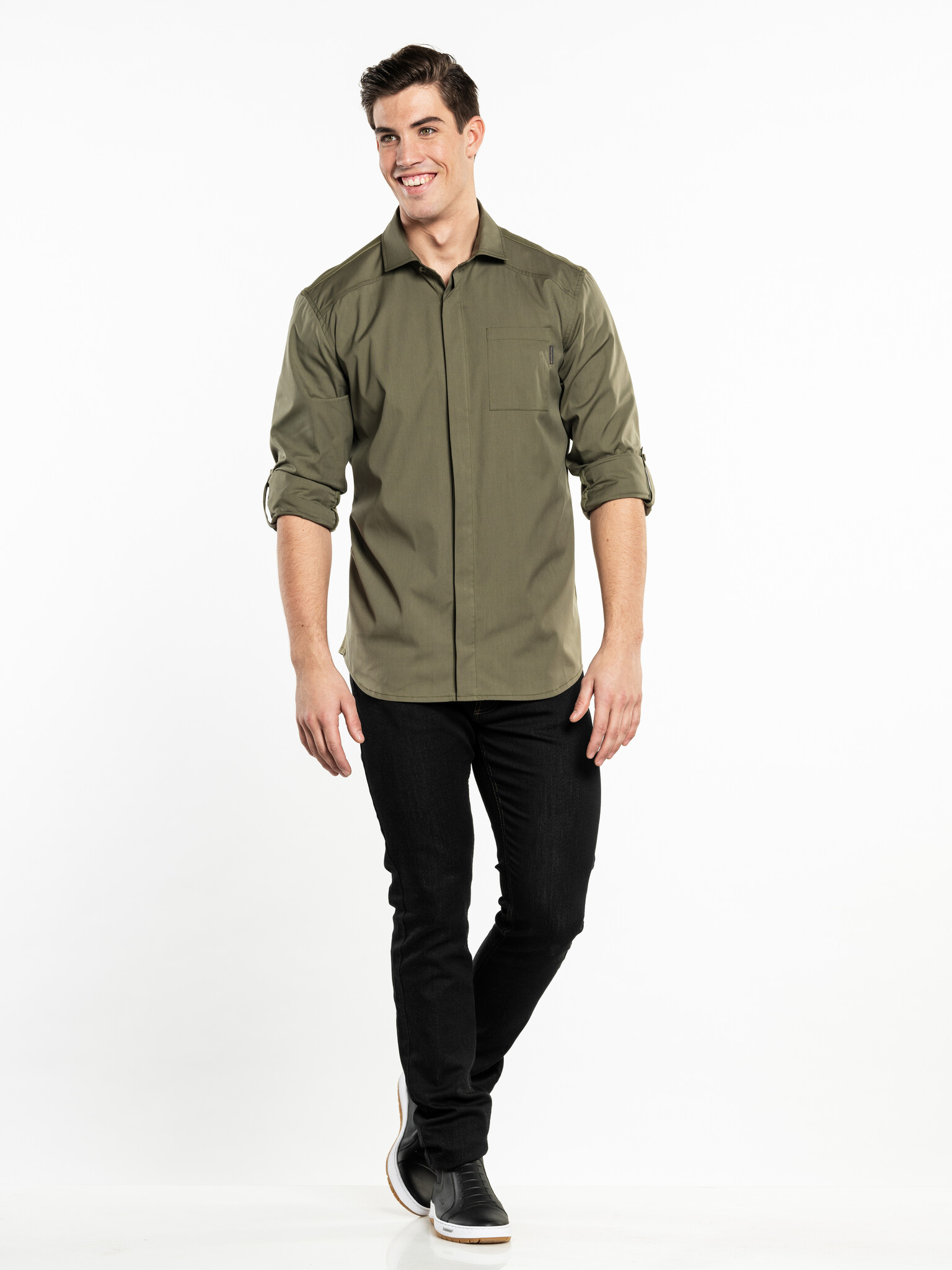 Chaud Devant Overhemd | Men FX Moss Stretch | Groen | Getailleerde pasvorm | Lange mouw | Heren, foto 2 van 3