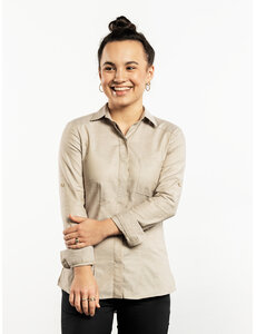 Chaud Devant Blouse | Women FX Sand Melee Stretch | Zand | Getailleerde pasvorm | Lange mouw | Dames