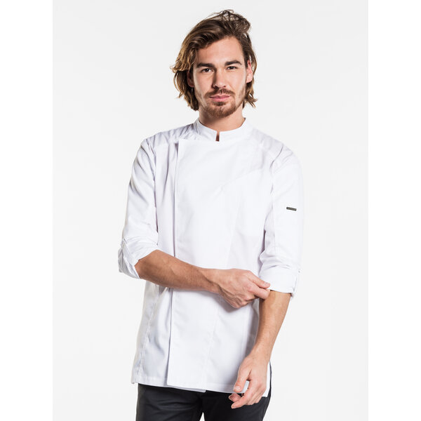 Chaud Devant Koksbuis | Biker FX White Stretch | Wit | Getailleerde pasvorm | Lange mouw | Heren