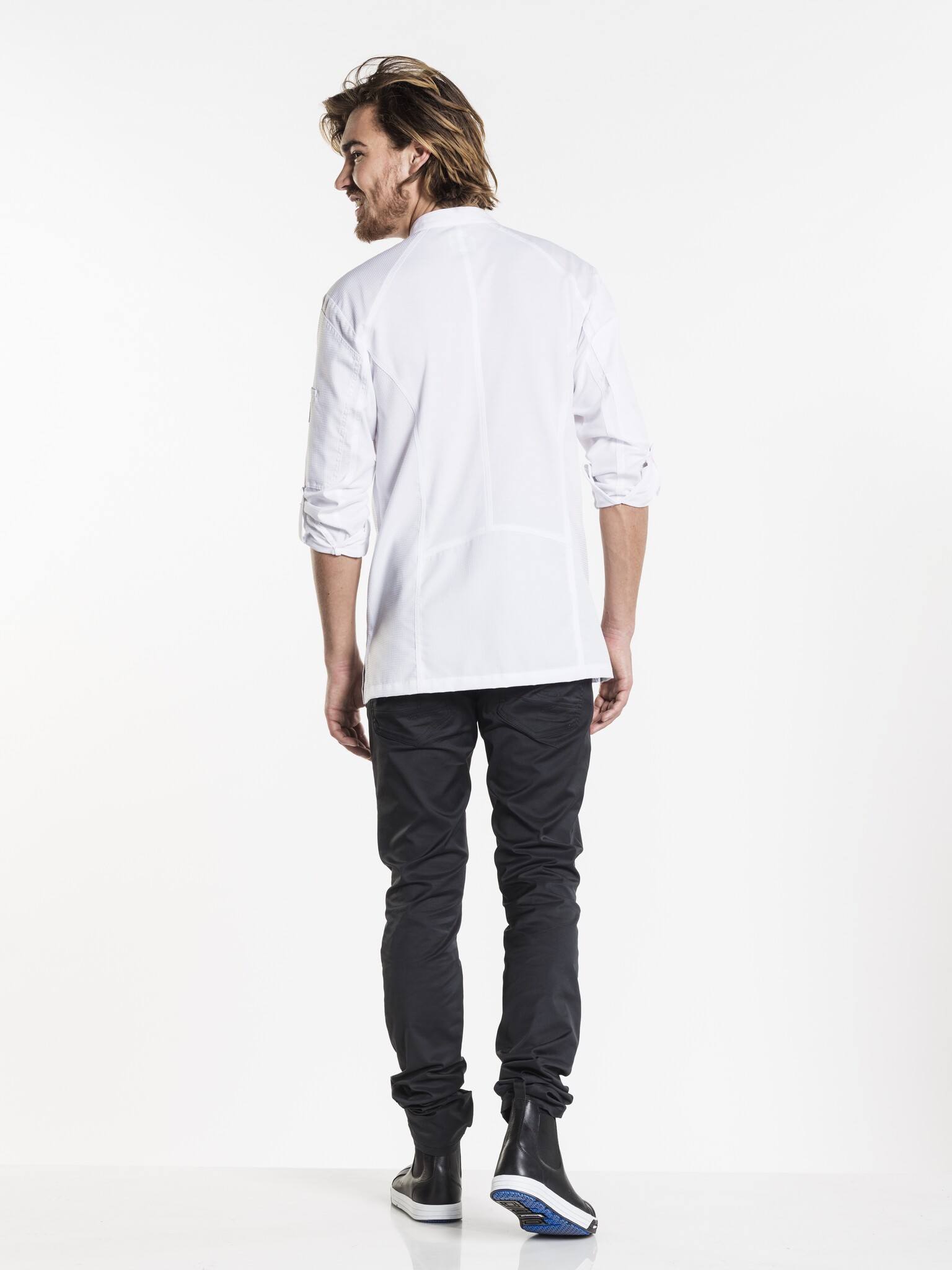 Chaud Devant Koksbuis | Biker FX White Stretch | Wit | Getailleerde pasvorm | Lange mouw | Heren, foto 3 van 3