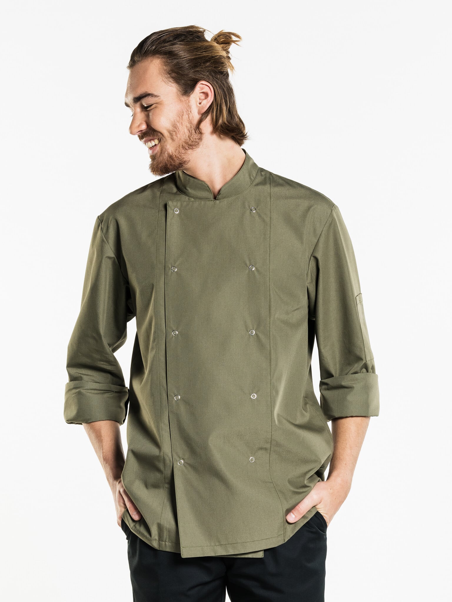 Chaud Devant Koksbuis | Hilton Poco Dark Olive | Groen | Rechte pasvorm | Lange mouw | Heren