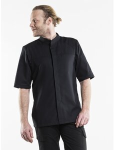 Chaud Devant Koksbuis | Salerno FX Black Stretch Short Sleeve | Zwart | Getailleerde pasvorm | Korte mouw | Heren