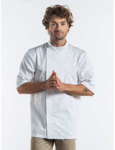 Chaud Devant Koksbuis | Bacio White Short Sleeve | Wit | Rechte pasvorm | Korte mouw | Heren