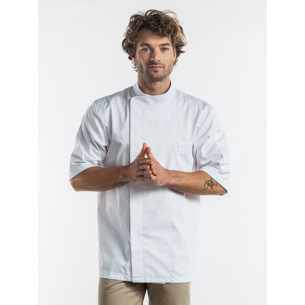 Chaud Devant Koksbuis | Bacio White Short Sleeve | Wit | Rechte pasvorm | Korte mouw | Heren