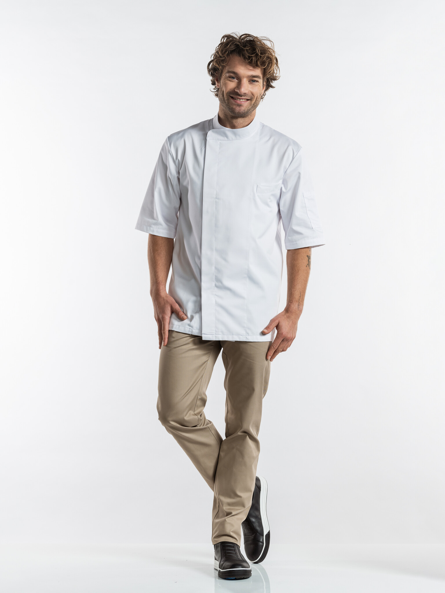 Chaud Devant Koksbuis | Bacio White Short Sleeve | Wit | Rechte pasvorm | Korte mouw | Heren, foto 2 van 4