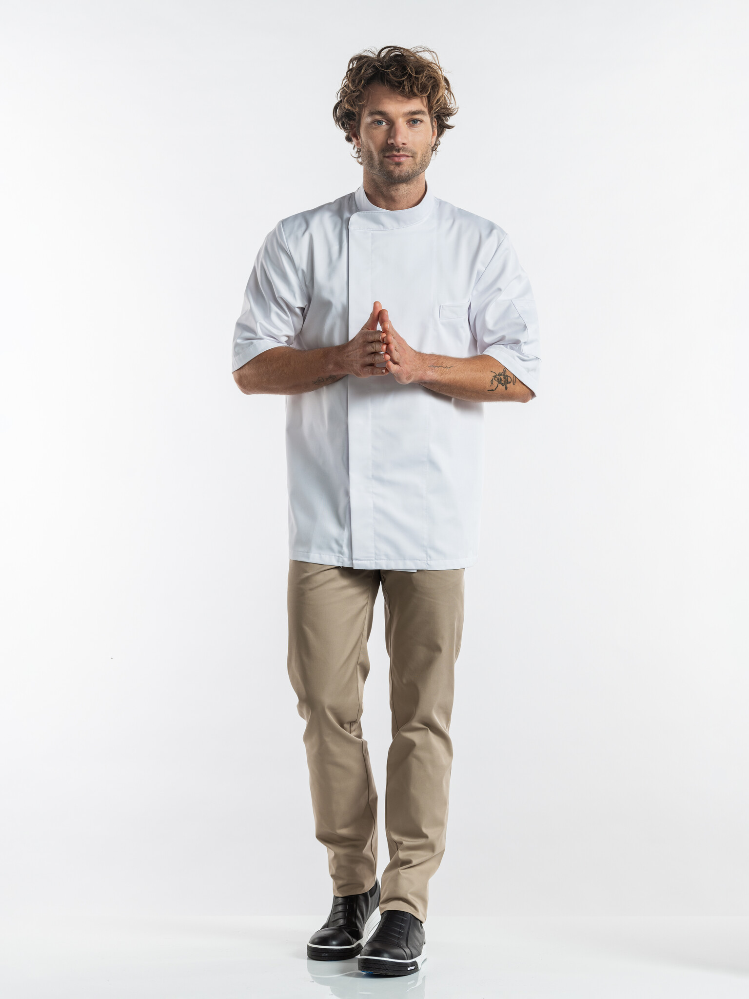 Chaud Devant Koksbuis | Bacio White Short Sleeve | Wit | Rechte pasvorm | Korte mouw | Heren, foto 3 van 4