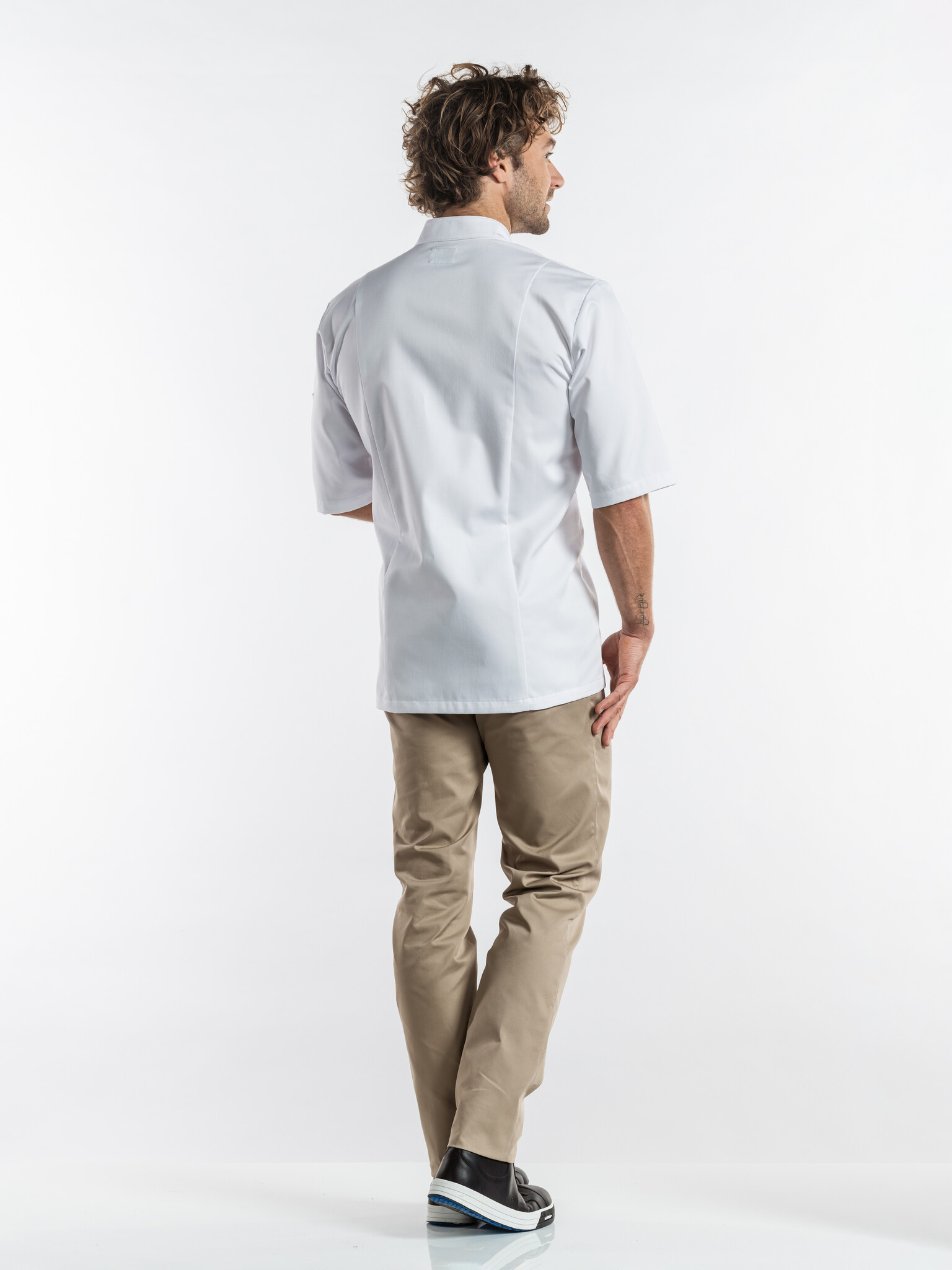 Chaud Devant Koksbuis | Bacio White Short Sleeve | Wit | Rechte pasvorm | Korte mouw | Heren, foto 4 van 4