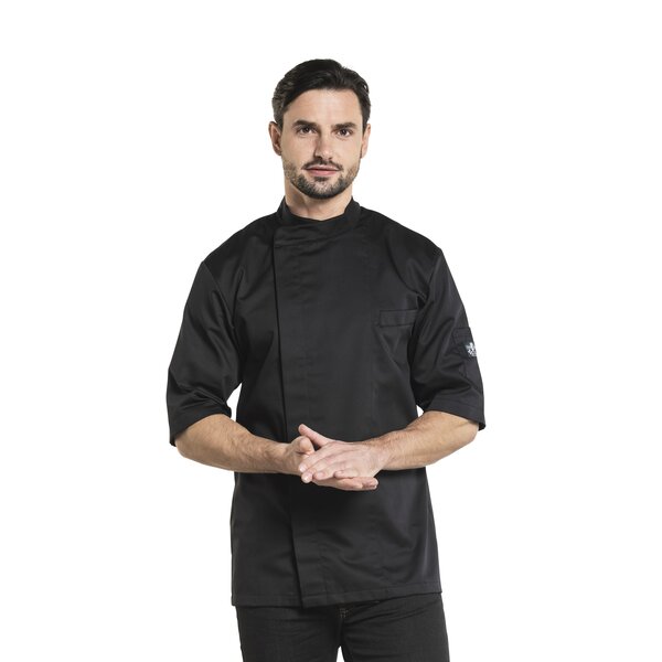 Chaud Devant Koksbuis | Bacio Black Short Sleeve | Zwart | Rechte pasvorm | Korte mouw | Heren