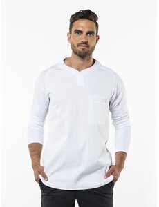 Chaud Devant Koksbuis | T-shirt Valente FX White Stretch LS | Wit | Rechte pasvorm | Lange mouw | Unisex