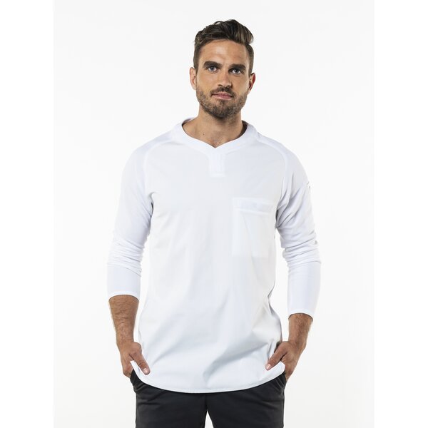 Chaud Devant Koksbuis | T-shirt Valente FX White Stretch LS | Wit | Rechte pasvorm | Lange mouw | Unisex