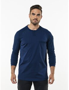 Chaud Devant Koksbuis | T-shirt Valente FX Navy Stretch LS | Blauw | Rechte pasvorm | Lange mouw | Unisex