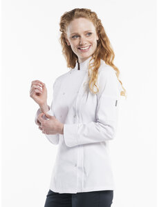 Chaud Devant Koksbuis | Lady Poco White | Wit | Getailleerde pasvorm | Lange mouw | Dames
