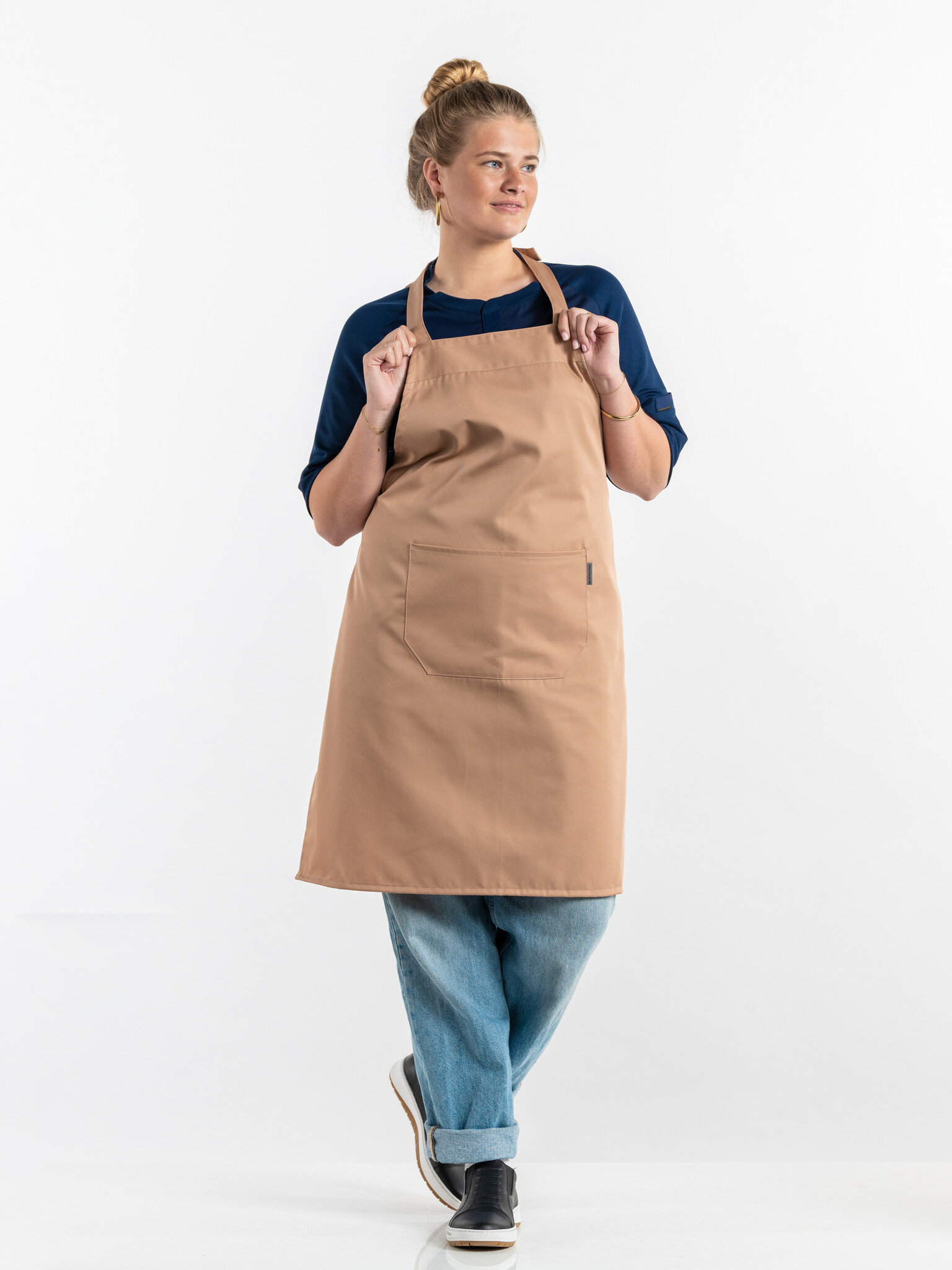 Chaud Devant Schort | Bib Apron Latte | Bruin | W75 - L85