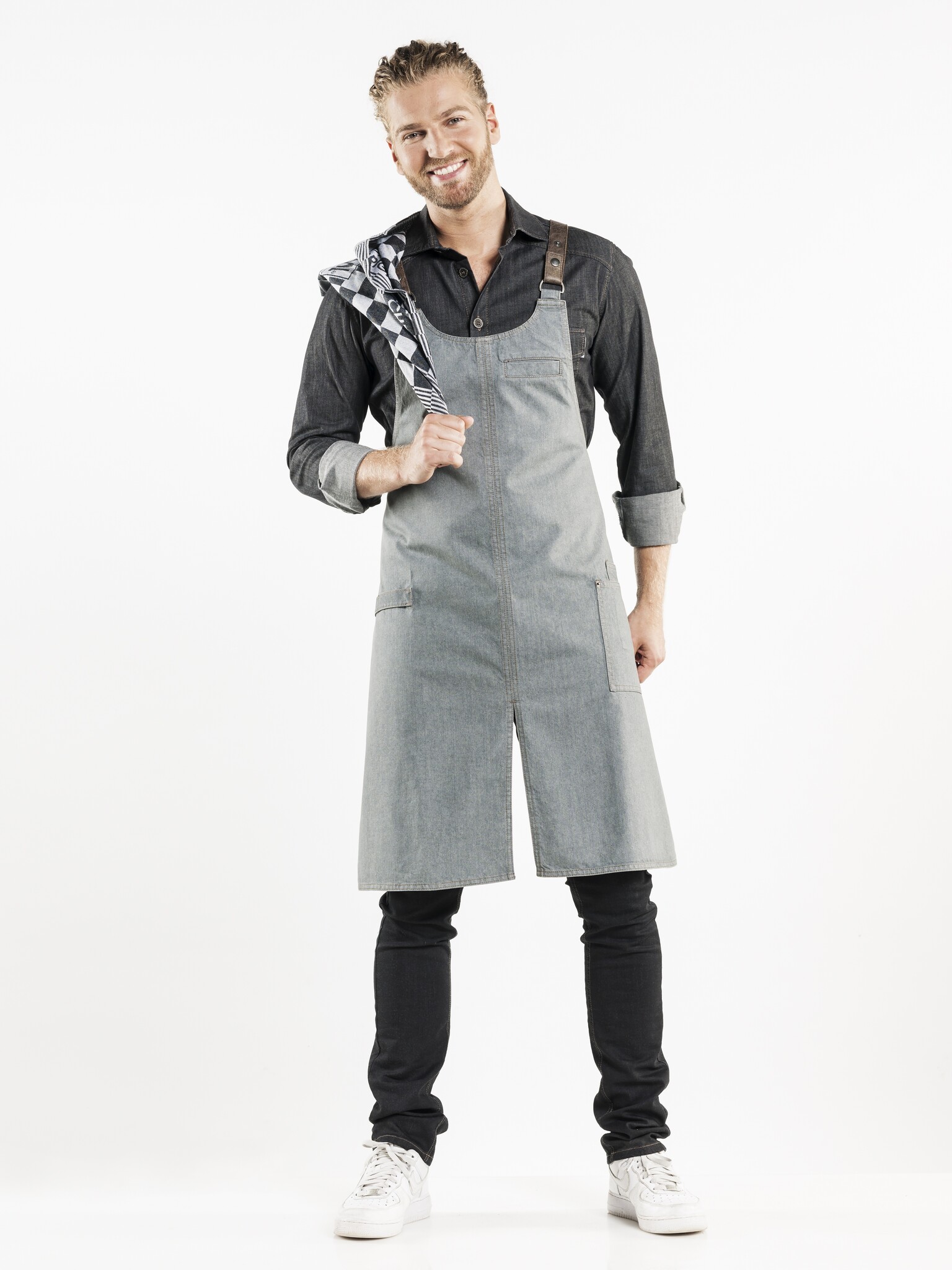 Chaud Devant Schort | Forene Cross Grey Denim | Grijs | W75 - L90 cm, foto 2 van 4