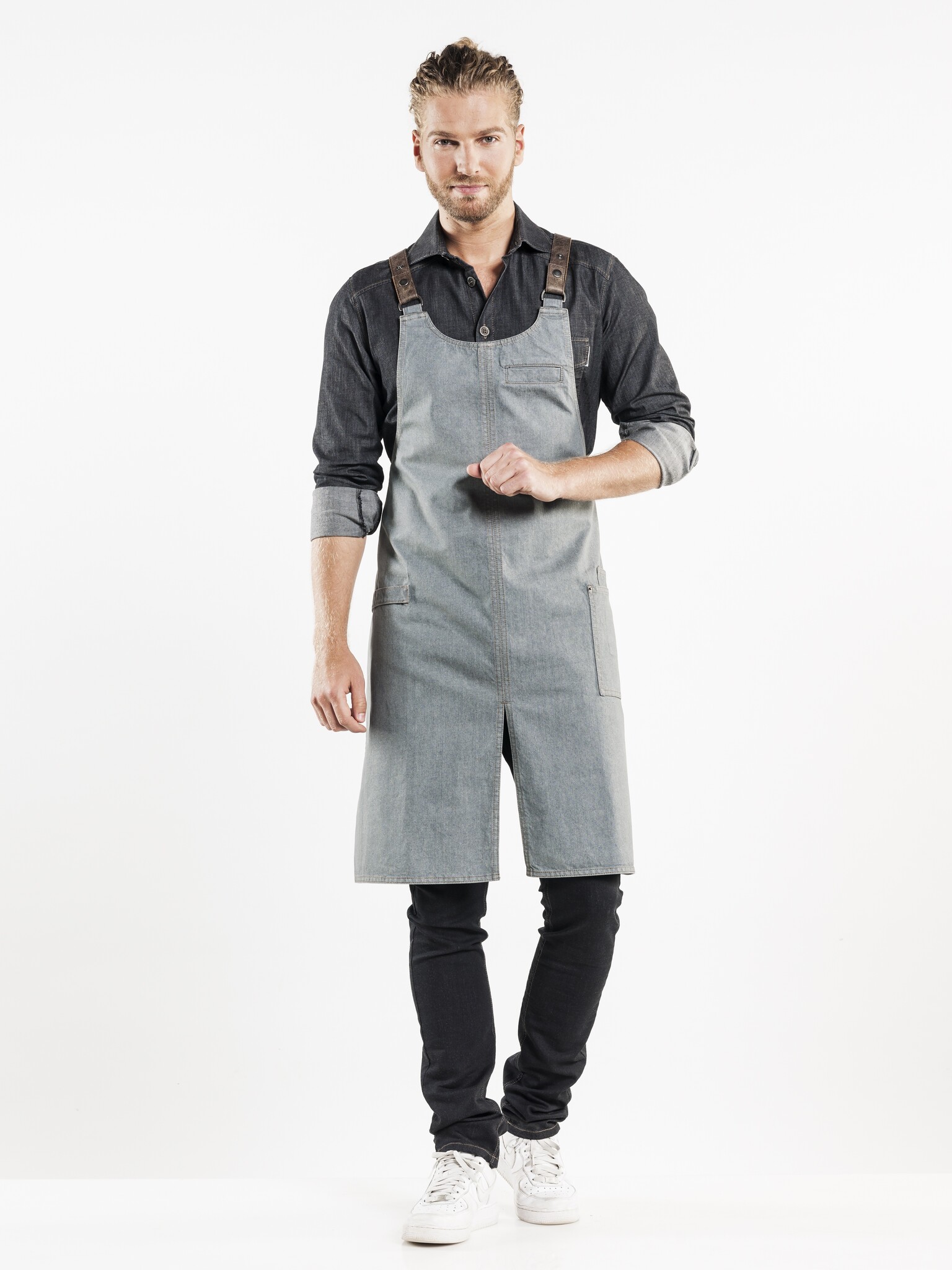 Chaud Devant Schort | Forene Cross Grey Denim | Grijs | W75 - L90 cm, foto 4 van 4