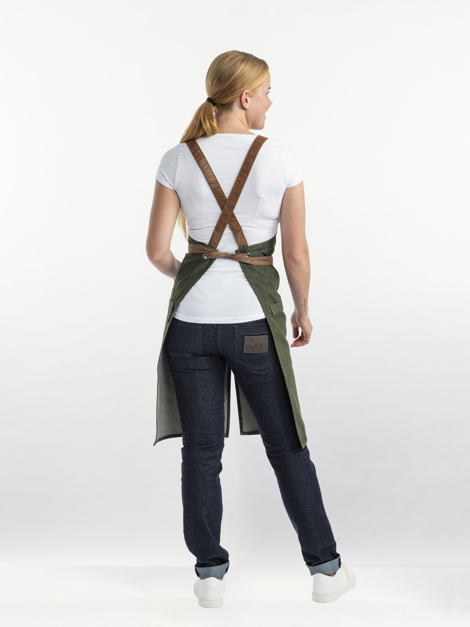 Chaud Devant Schort | Forene Cross Green Denim | Groen | W75 - L90 cm, foto 2 van 2
