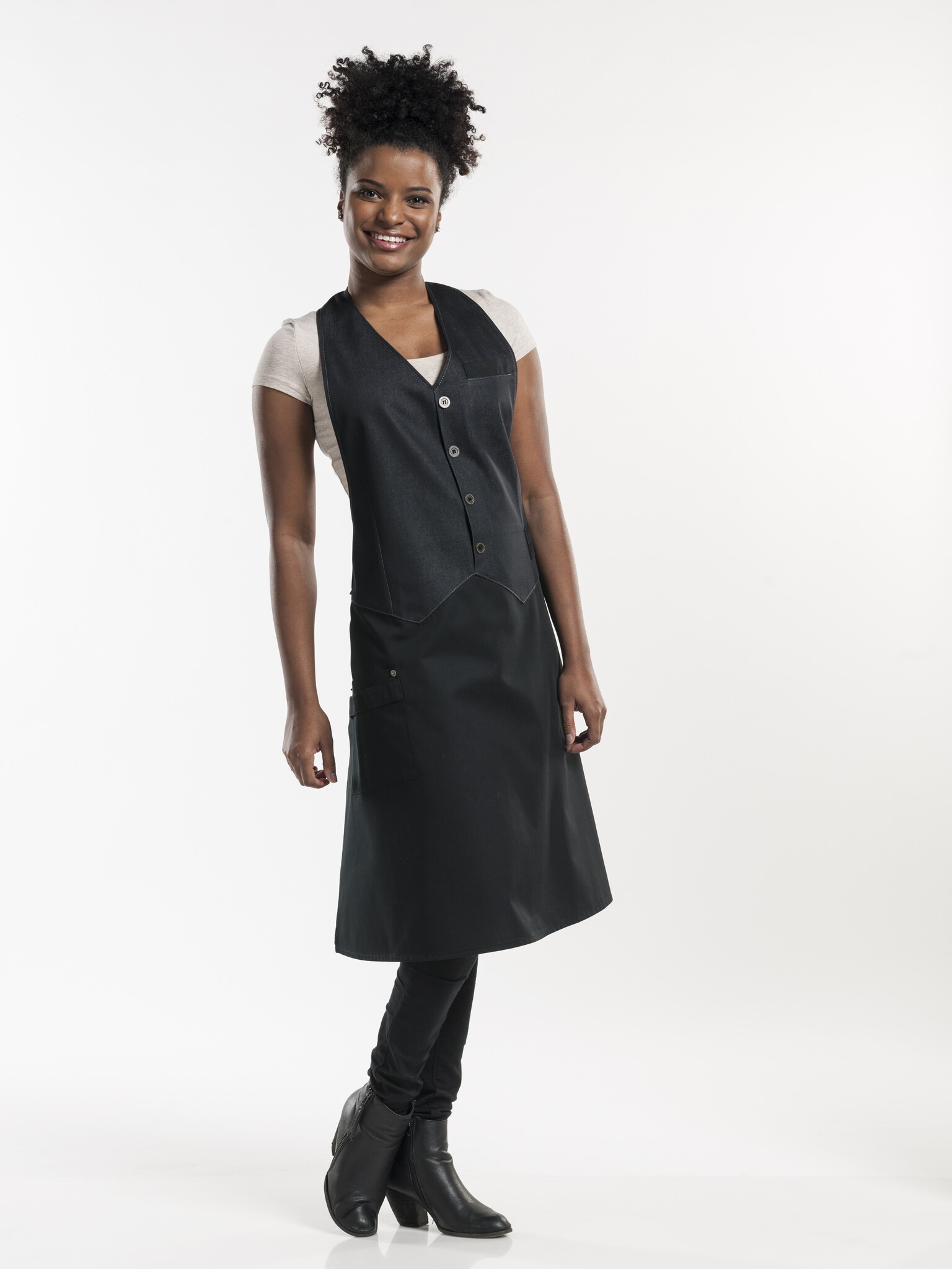 Chaud Devant Schort | Barista Black Denim | Zwart | One Size
