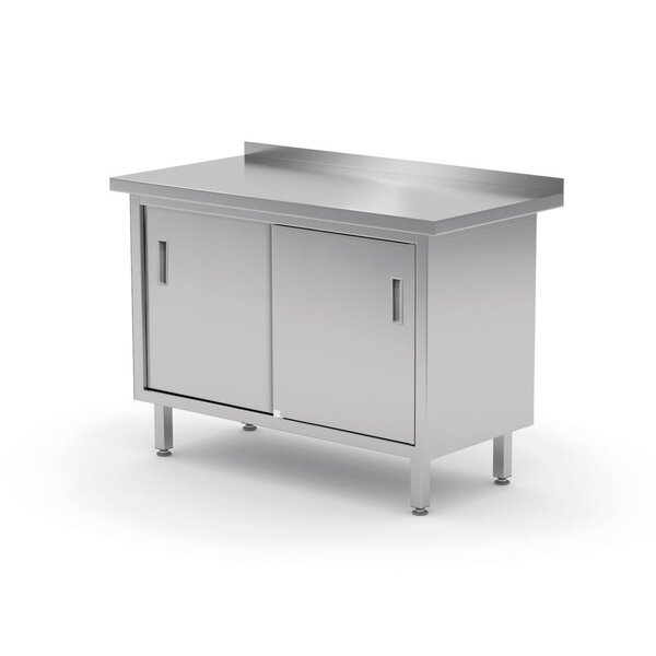 Hendi Werkbank met schuifdeuren | geschroefd | HENDI | Profi Line | Zilver (H817759)