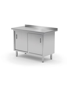 Hendi Werkbank met schuifdeuren | geschroefd | HENDI | Profi Line | Zilver (H817780)