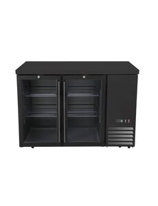 Hendi/Arktic Bar koelwerkbank | glazen deuren | Arktic | 4 planken | 283L | Zwart (H241349)