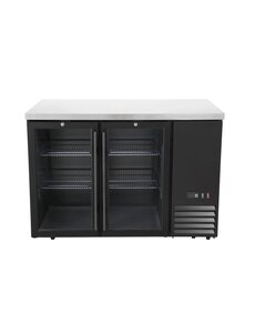 Hendi/Arktic Bar koelwerkbank | glazen deuren | Arktic | 4 planken | 283L | Zwart (H241325)