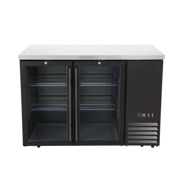 Hendi/Arktic Bar koelwerkbank | glazen deuren | Arktic | 4 planken | 283L | Zwart (H241325)