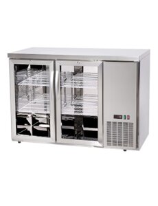 Hendi/Arktic Bar koelwerkbank | glazen deuren | Arktic | 4 planken | 283L | Zilver | 230V/185W